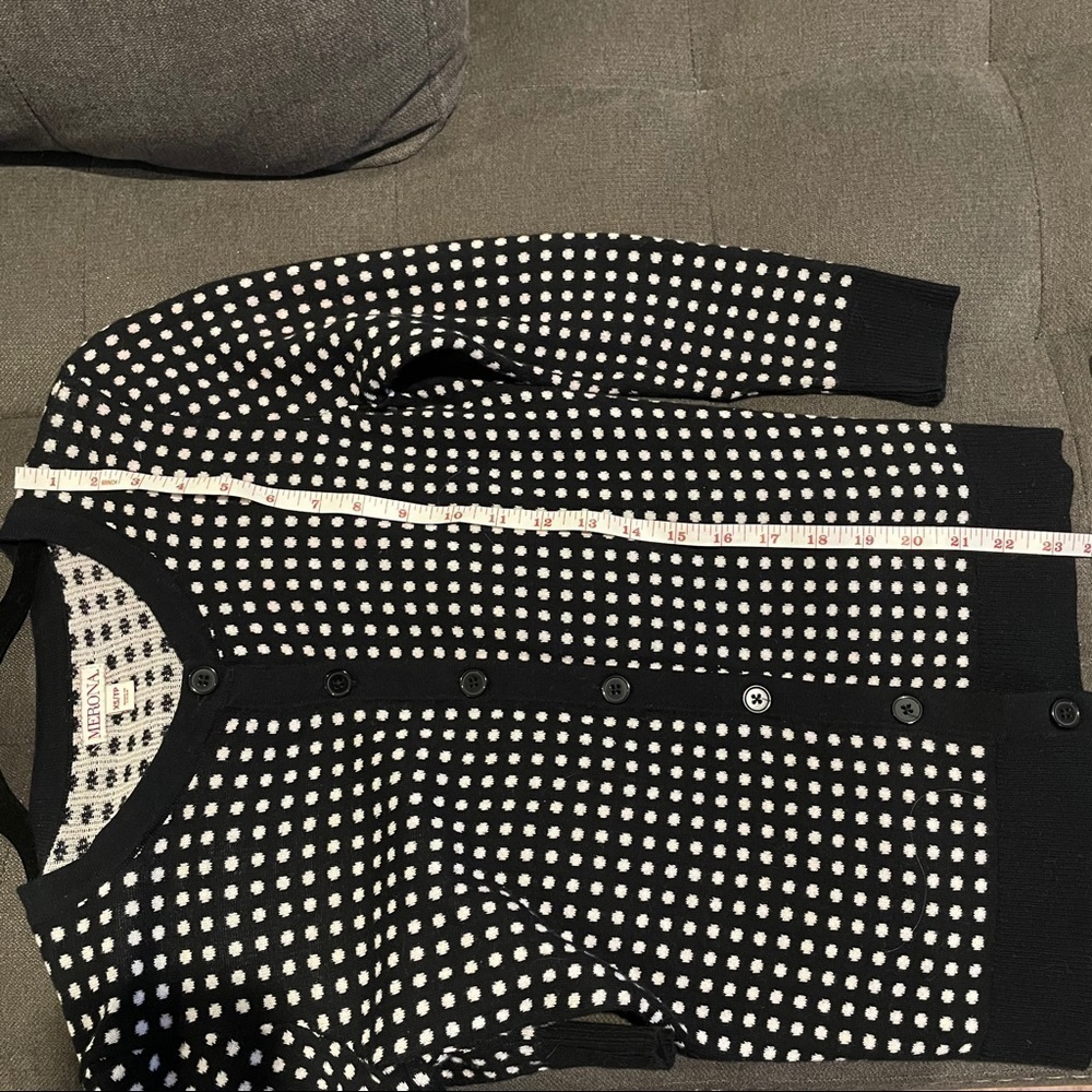 Merona Black and White Polka Dot Y2K Sweater Sz. XS/TP - Picture 9 of 11